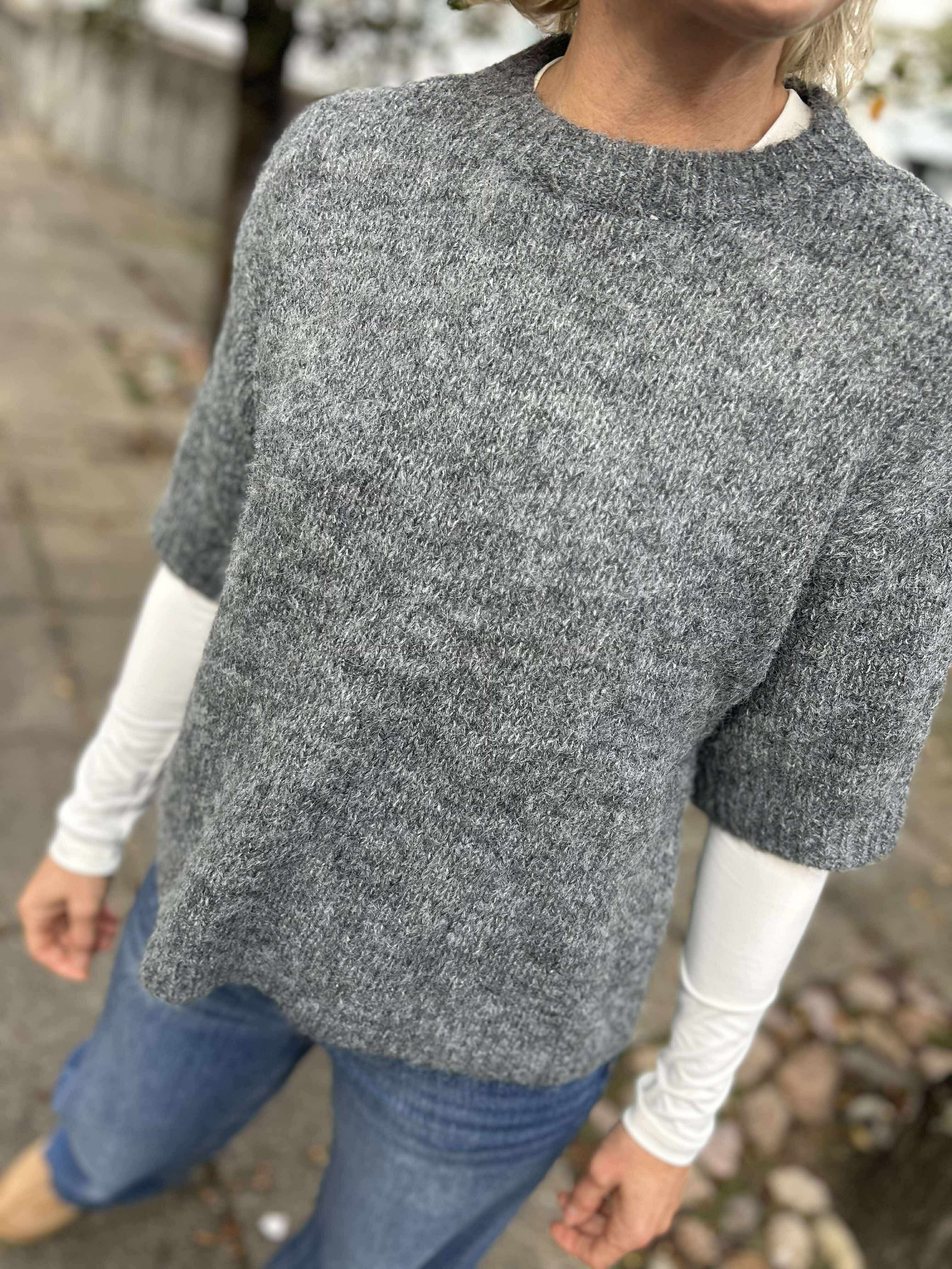 AWTESSA Knit Top - Medium Grey Melange